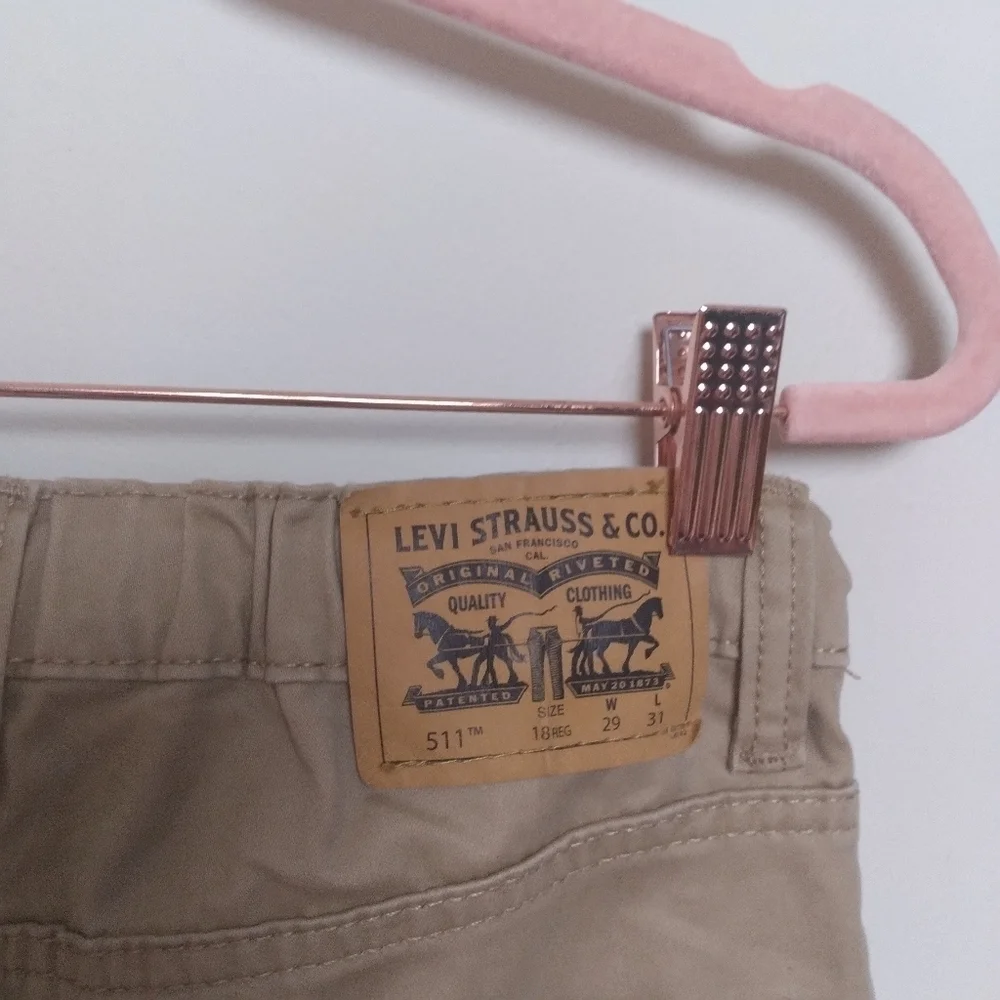 Levi's Men's 511 Slim Khaki Tan Adjustable Waist Casual Pants Size 29 x 31 - Picture 13 of 14